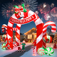 Load image into Gallery viewer, Kalolary 13FT Christmas Inflatables Archway Outdoor Decorations, Giant Xmas Candy Arch Inflatable Stereoscopic Blow up Christmas Yard Decoration with Build-in LED Lights for Garden Lawn Party Decor