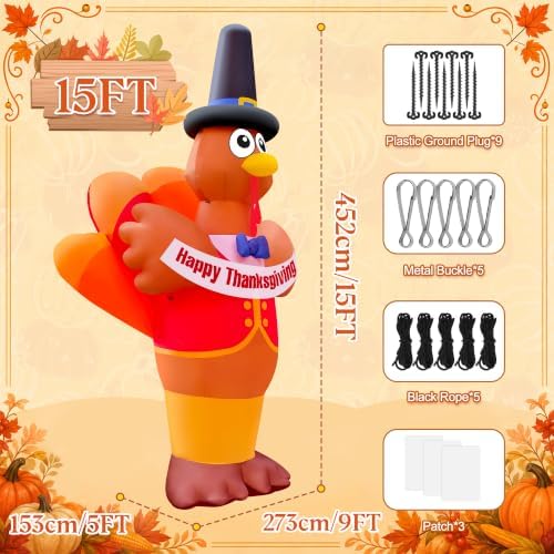 KALOLARY 15FT Turkey Holidays Yard Inflatable - display detail