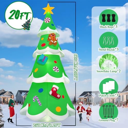 KALOLARY 20FT Gingerbread Man Christmas Yard Inflatable - display detail
