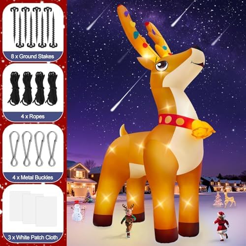 KALOLARY 20FT Elk With Giant Elk With Bell Blow Christmas Yard Inflatable - package contents