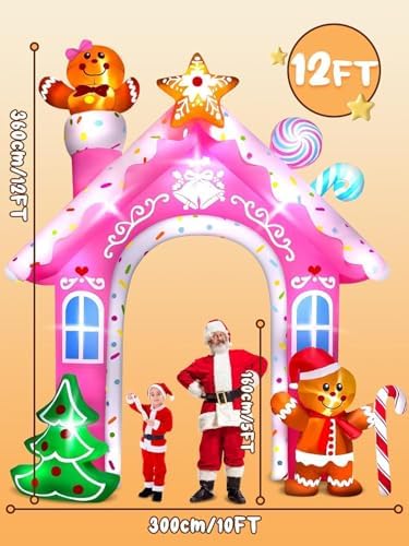 KALOLARY 12FT Gingerbread Man Christmas Inflatable Archway - display detail