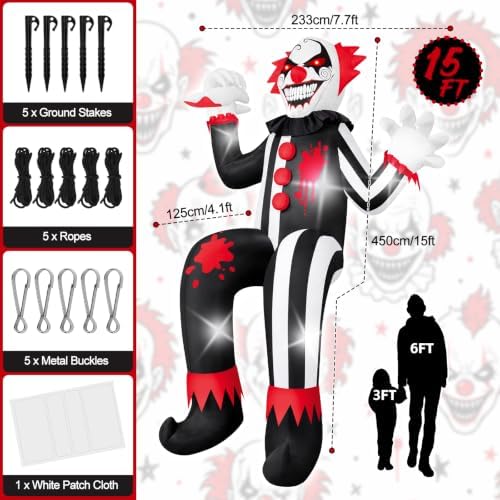 KALOLARY 15FT Clown Halloween Yard Inflatable - display detail