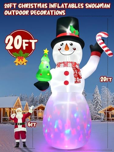 KALOLARY 20FT Snowman Christmas Yard Inflatable - setup and accessories