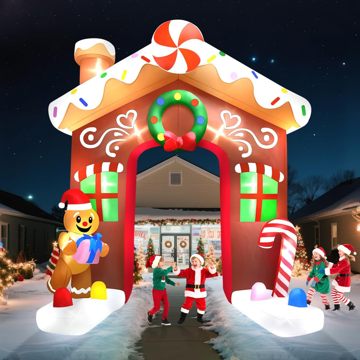 KALOLARY 10FT Gingerbread Man Christmas Inflatable Archway - package contents