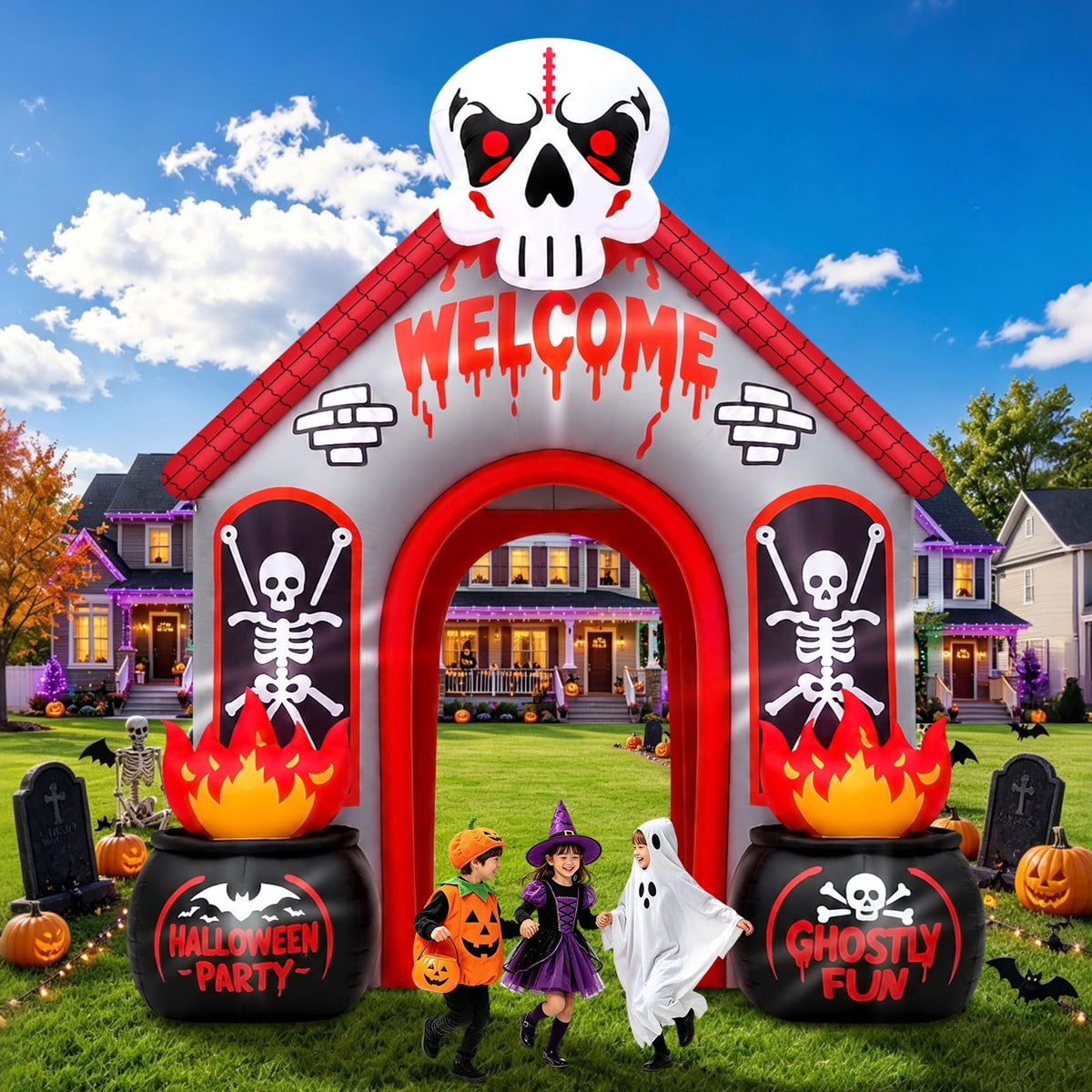 KALOLARY 11FT Ghost Halloween Inflatable Archway - package contents