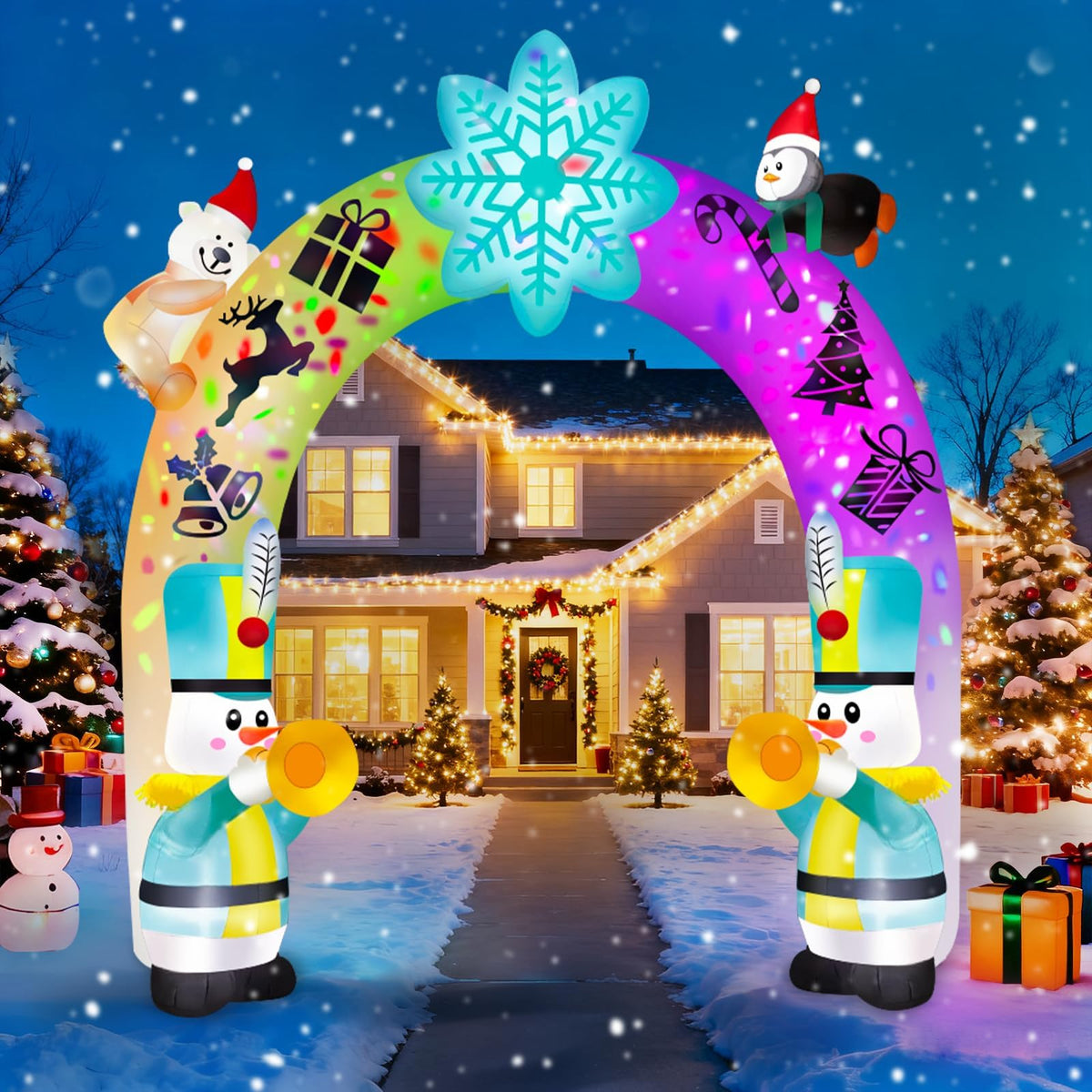 KALOLARY 12FT Snowman Christmas Inflatable Archway - package contents