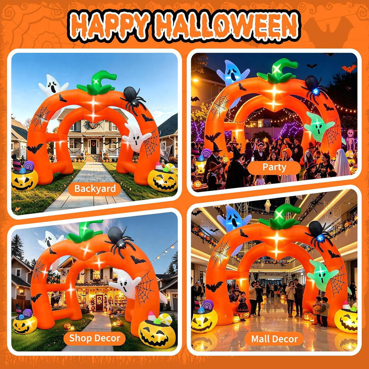 KALOLARY 12FT Pumpkin Tunnel Halloween Inflatable Archway - package contents
