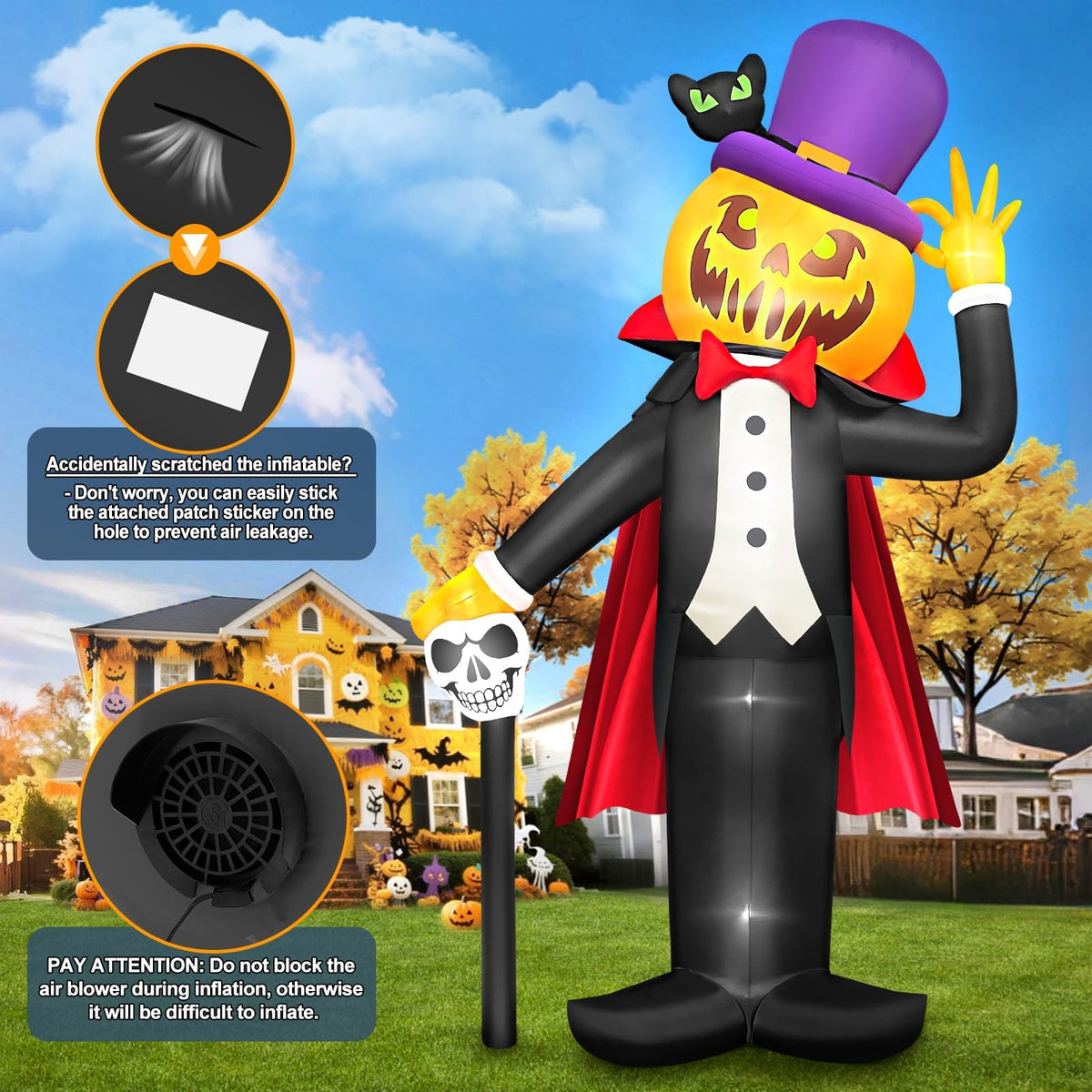 KALOLARY 14FT Pumpkin Halloween Yard Inflatable - package contents