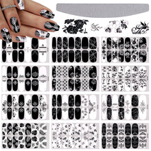 Load image into Gallery viewer, Kalolary 12 Sheets Black White Nail Polish Strips Wraps