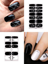 Load image into Gallery viewer, Kalolary 12 Sheets Black White Nail Polish Strips Wraps