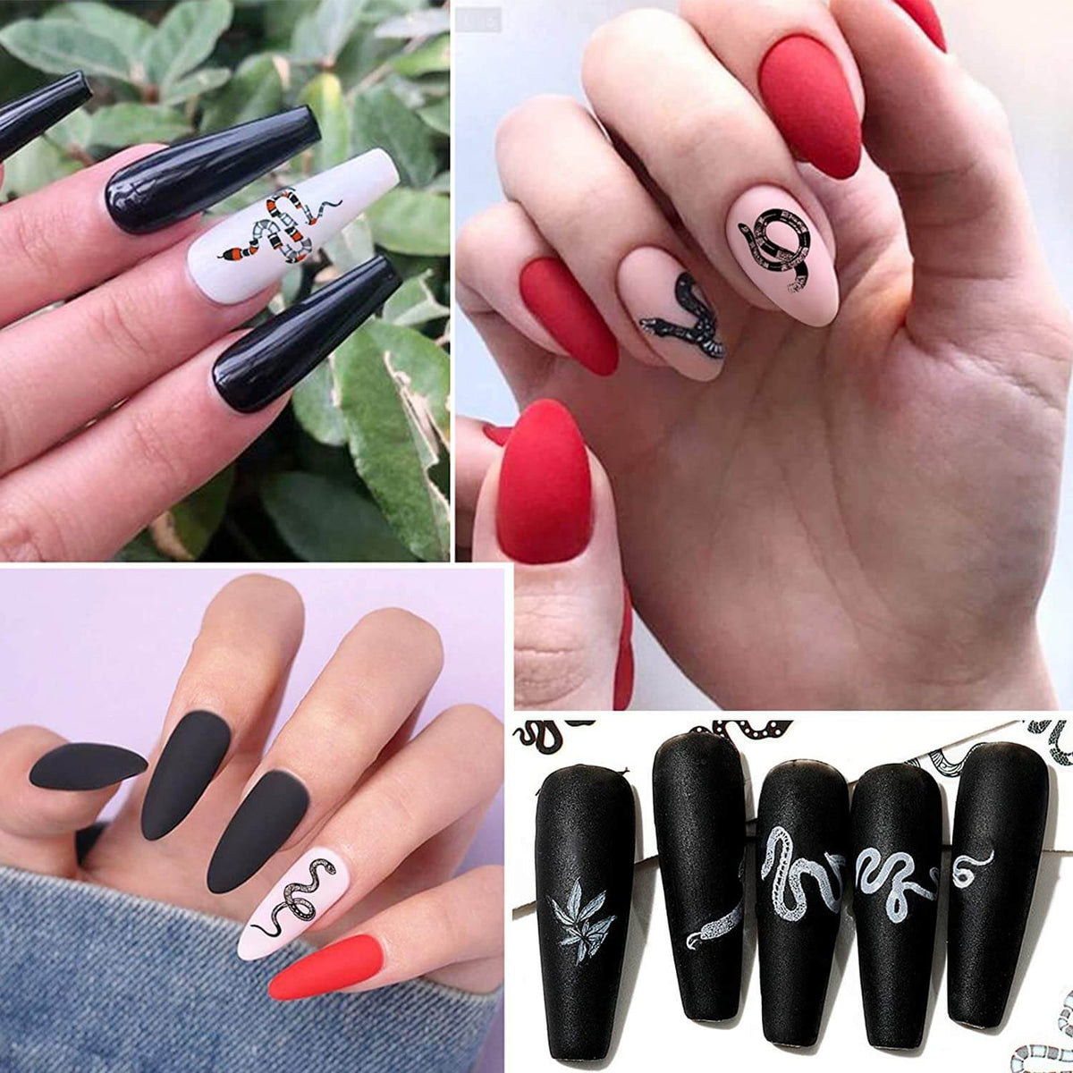 Kalolary 12 sheets Snake Nail Art Stickers