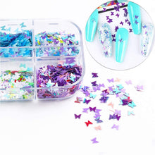 Load image into Gallery viewer, Kalolary 12 Grids 3D Butterfly Nail Art Glitter Sequins