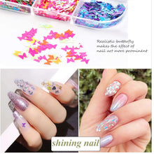 Load image into Gallery viewer, Kalolary 12 Grids 3D Butterfly Nail Art Glitter Sequins
