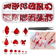 Load image into Gallery viewer, KALOLARY Red Nail Rhinestones