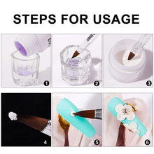 Load image into Gallery viewer, Kalolary 6Pcs Blue Acrylic Nail Brush with 2Pcs Nail Art Dappen Dish Set