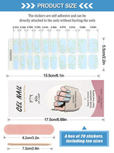 Load image into Gallery viewer, Kalolary Blue Floral Series Nail Gel Polish Strips 20 PCS