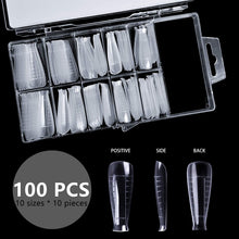 Load image into Gallery viewer, Kalolary 100Pcs Dual Nail Forms T Shape Gel Nail Extension Mold with 10Pcs Nail Tips Clips