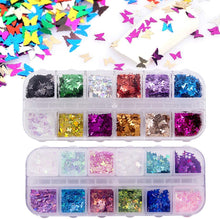 Load image into Gallery viewer, Kalolary 24 Color/Set 3D Butterfly Nail Glitter Sequins