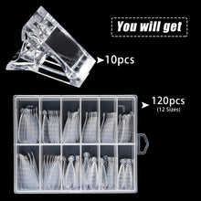 Load image into Gallery viewer, Kalolary 120Pcs Dual Nail Forms Stiletto Gel Nail Extension Mold with 10Pcs Nail Tips Clips for gel Quick Building