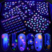 Load image into Gallery viewer, Kalolary 24Sheets Fluorescence Nail Art Stickers Decals
