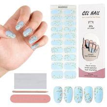 Load image into Gallery viewer, Kalolary Blue Floral Series Nail Gel Polish Strips 20 PCS