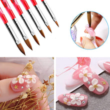 Load image into Gallery viewer, Kalolary 6Pcs Red Acrylic Nail Brush with 2Pcs Nail Art Dappen Dish Set
