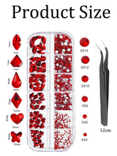 Load image into Gallery viewer, KALOLARY Red Nail Rhinestones