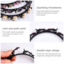 Load image into Gallery viewer, Kalolary 3 Pcs Rhinestone Fashion Headbands Double Bangs Hairstyle Hairpin Headbands