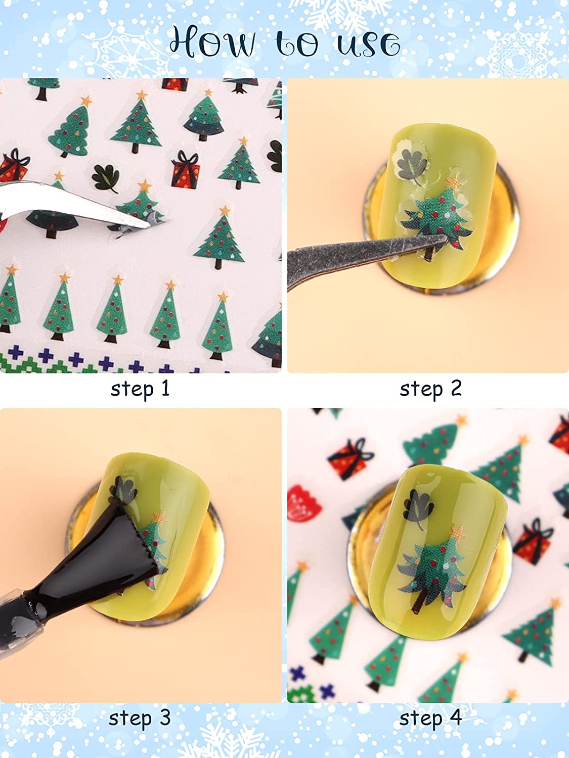 Kalolary 15 Sheets Christmas Nail Art Stickers Decals