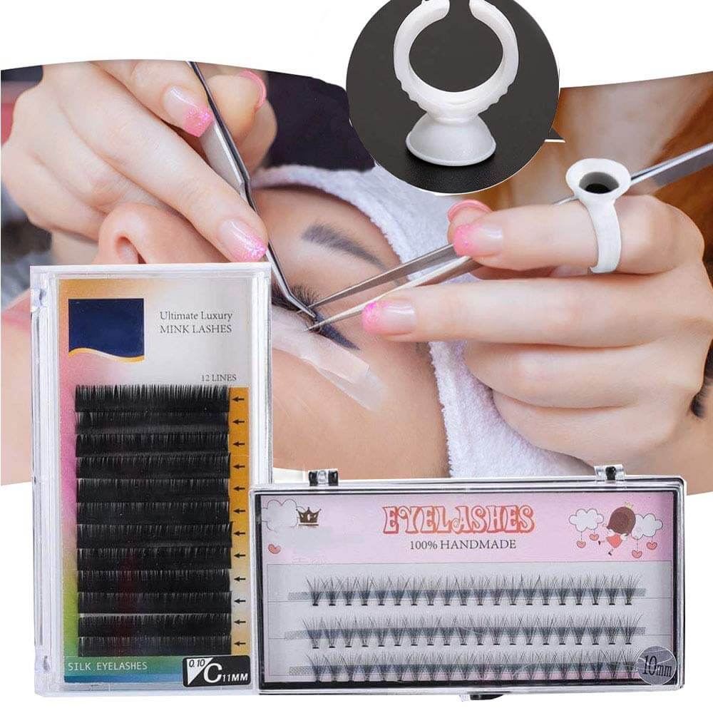 Kalolary 19PCS False Eyelashes Extension Practice Exercise Set