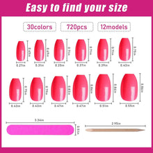 Load image into Gallery viewer, Kalolary Short Colorful False Nails 720 Pcs