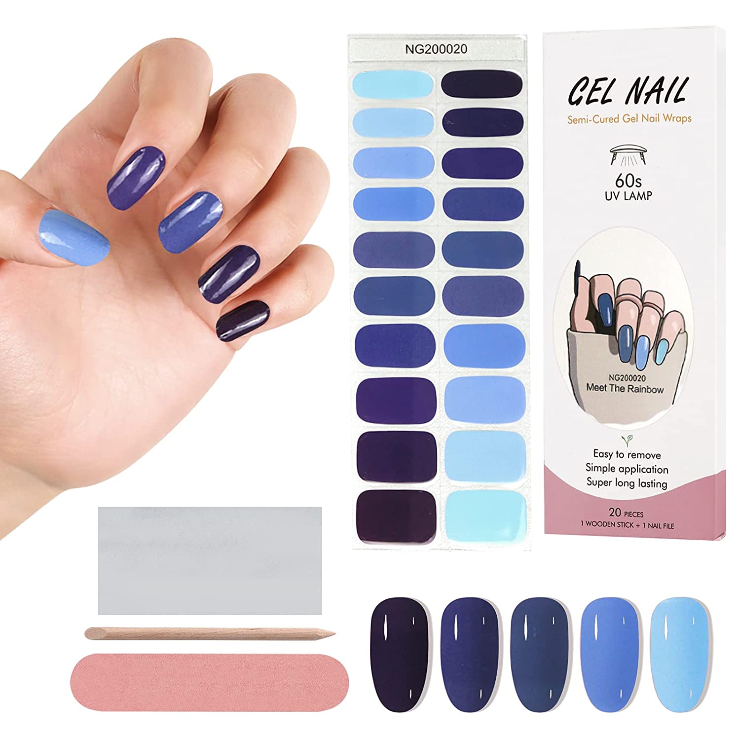 Christmas Gel Nail Wraps No UV light Required 20 Strips Buy 3 get 1 free!