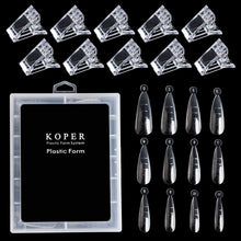 Load image into Gallery viewer, Kalolary 120Pcs Dual Nail Forms Stiletto Gel Nail Extension Mold with 10Pcs Nail Tips Clips for gel Quick Building