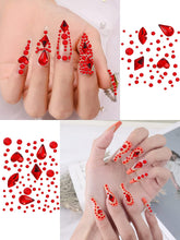 Load image into Gallery viewer, KALOLARY Red Nail Rhinestones