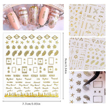 Load image into Gallery viewer, Kalolary 12 Sheets Gold Self-Adhesive Nail Stickers