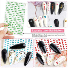 Load image into Gallery viewer, Kalolary Letters Nail Art Stickers 12 Sheets