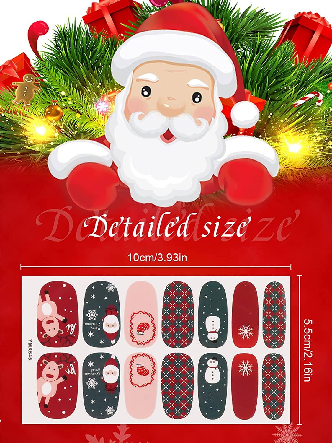 Kalolary 30 Sheets Christmas Full Wraps Self-Adhesive Nail Polish Stickers