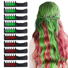 Load image into Gallery viewer, Kalolary Green & Red Hair Chalk Comb 10 PCS