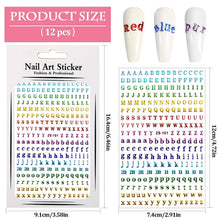 Load image into Gallery viewer, Kalolary Letters Nail Art Stickers 12 Sheets
