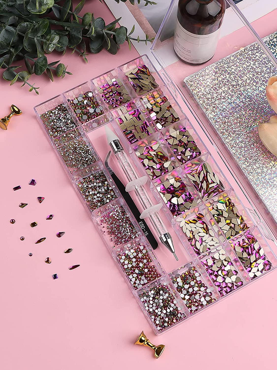 Kalolary Colorful Professional Nail Rhinestones Kit