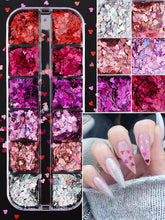 Load image into Gallery viewer, Kalolary 24 Grids Holographic Heart Nail Art Glitter Sequins