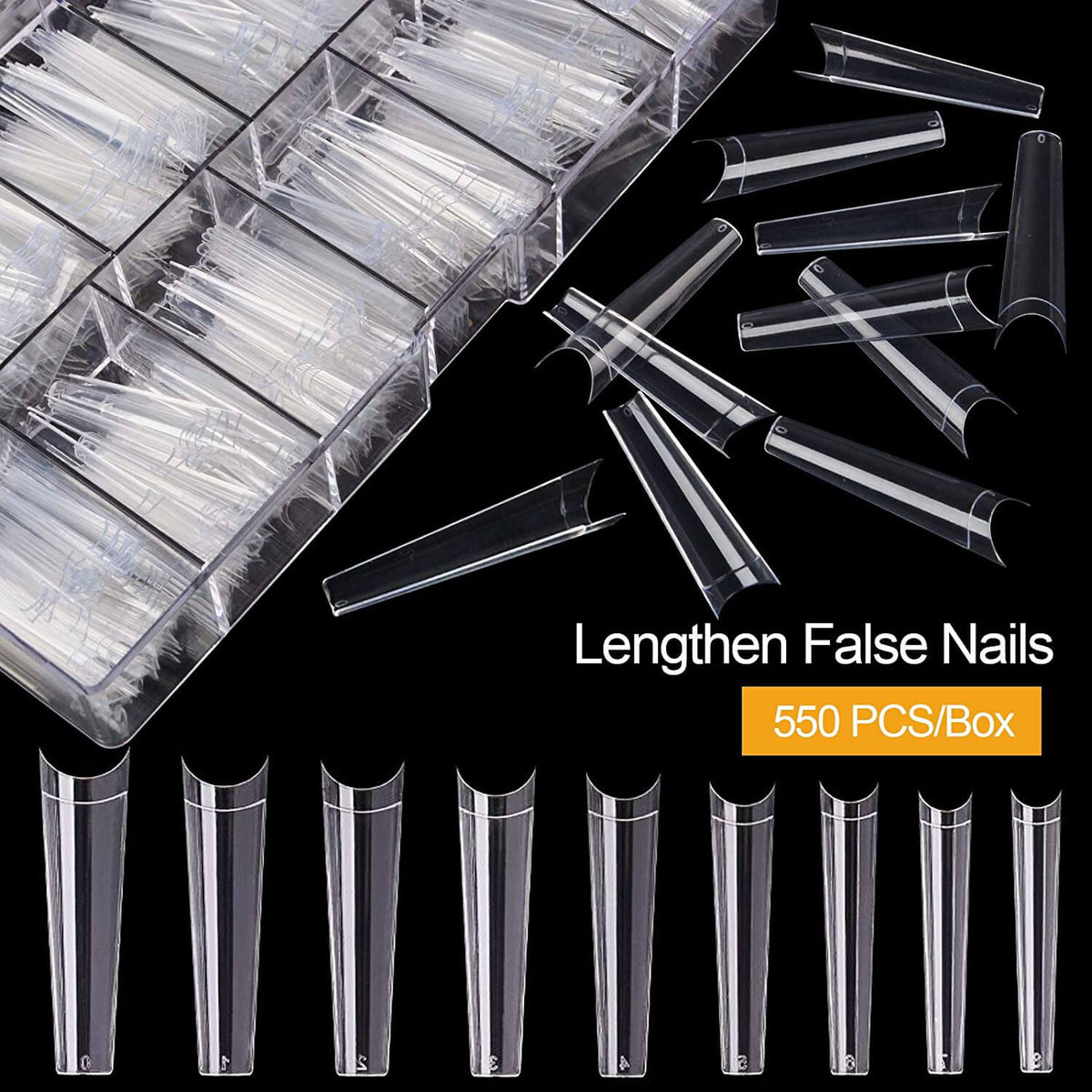 Kalolary XXL Long Coffin Nail Tips 550Pcs