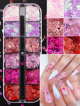 Load image into Gallery viewer, Kalolary 24 Grids Holographic Heart Nail Art Glitter Sequins