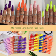 Load image into Gallery viewer, Kalolary Long Coffin False Nails 240PCS($0.05/pcs)