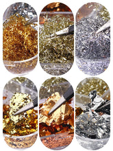 Load image into Gallery viewer, Kalolary Gold Foil Flakes Silver Flakes for Nails 2 Boxes
