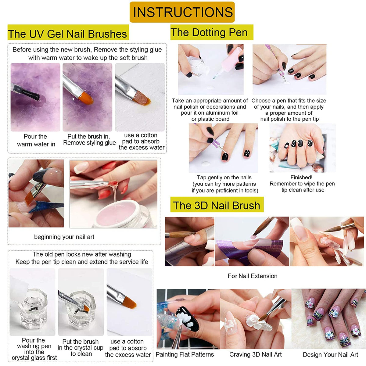 Kalolary 18 Pcs UV Gel Acrylic Nail Art Brush Set