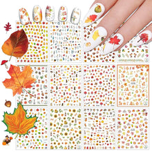 Load image into Gallery viewer, Kalolary Fall Nail Art Sticker Decals 12 Sheets