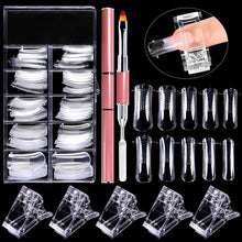 Load image into Gallery viewer, Kalolary 100 PCS Clear Nail Extension Form Tips Dual Nail Mold Full Cover UV Gel Tools