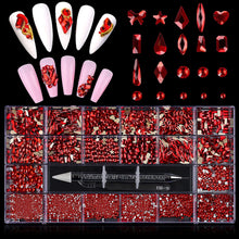 Load image into Gallery viewer, Kalolary Red Professional Nail Rhinestones Kit