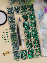 Load image into Gallery viewer, Kalolary Green Professional Nail Rhinestones Kit
